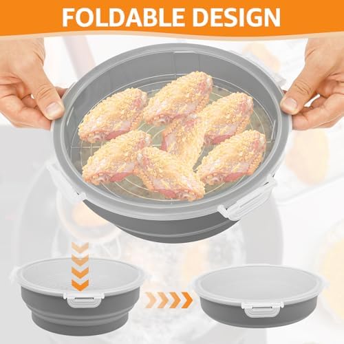 Collapsible Batter Bowl with Lid, Mess Free Breader Shaker Bowl