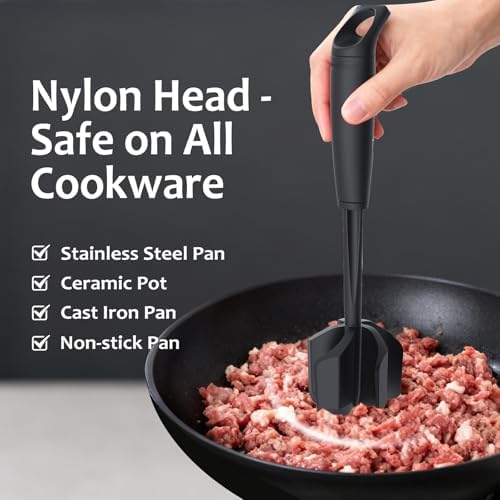 Ourokhome Meat Chopper and Potato Masher, Heat Resistant Nylon Ground