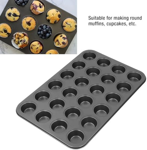 Fockety 24 Cup Mini Muffin Pan, Mini Cupcake and Muffin Pan, Carbon