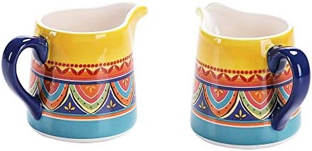 Bico Tunisian Ceramic Sugar and Creamer Set, Sugar Bowl with Lid, Cute