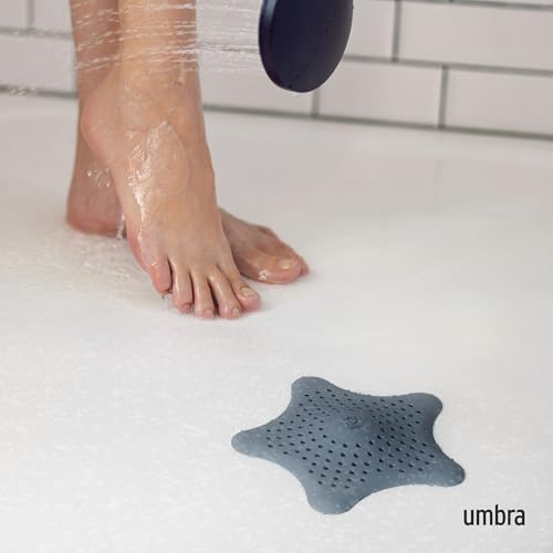 Umbra Starfish Hair Catcher, Suction Cup Drain Cover, 6-Inch, Slate