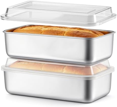 TeamFar Loaf Pan for Baking Bread, 9 x 5 Inch Bread Pan with Lid, Set