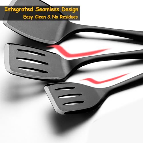 Vovoly Silicone Spatula Set 600°F Heat Resistant Slotted Turner, 2Pc