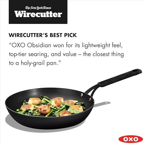 OXO Obsidian 12" Carbon Steel Frying Pan, Pre-Seasoned Skillet, Builds