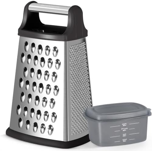 Ourokhome Cheese Grater, Handheld Box Grater with Container & Lid