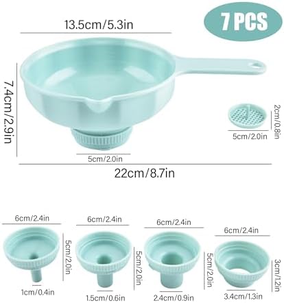 Kitchen Funnel Set - Wide Mouth Funnels with Detachable Strainers