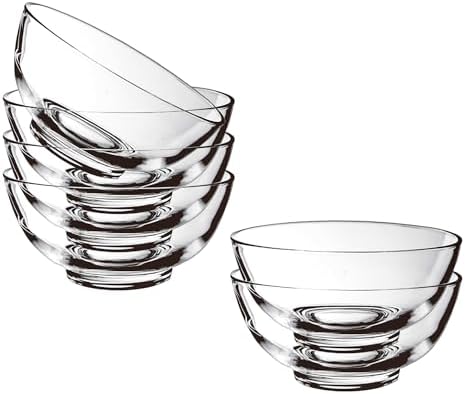 Small Glass Bowls Set of 6 - Glass Cereal Bowls 8.6 oz - Clear