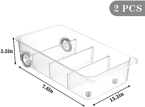 2Pack Roll Out Fridge Caddy Bins Pull Out Drawer with Wheels