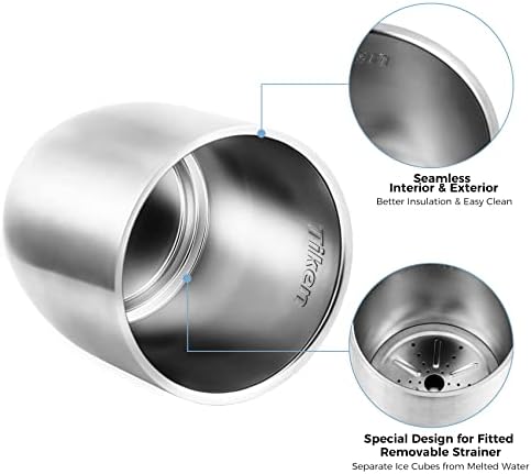 Tiken 3L Double-Wall Vacuum Insulated Ice Bucket with Lid & Tong
