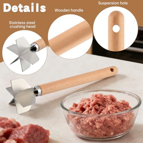 Stainless Steel Meat Chopper with Potato Masher, Kitchen Gadgets
