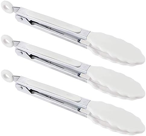 MSY BIGSUNNY 7-Inch Cooking Tongs, Set of 3, Snow White