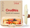 Crudités Portable Snack Tray, Rectangle Cream White 2-Pack
