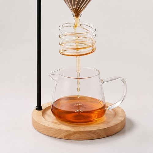 Coffee Dripper Stand Wooden Metal Pour Over Station Glass Cup Quick