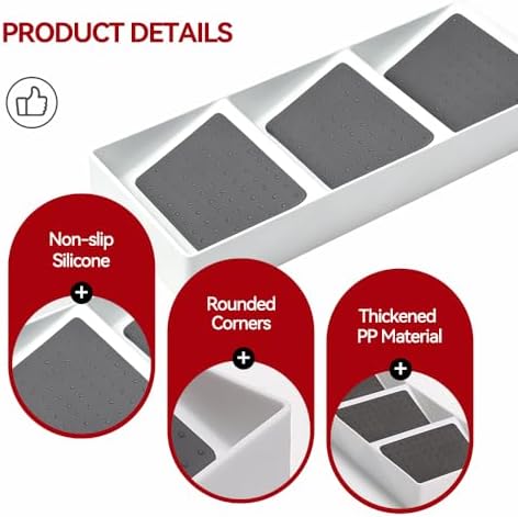 Small spice drawer organizer insert,2 pack,3 layer silicone non-slip
