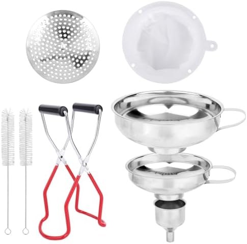 8pcs Food Canning Funnels Set for Wide Mouth & Regular Mason Jars, 3
