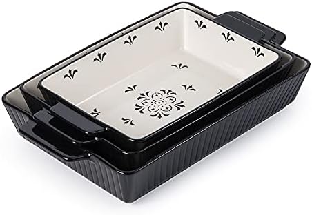 Ceramic Baking Dishes Set, 13x9 Inch, 3pcs, Black