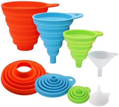 KongNai 4 Sizes Kitchen Funnel Set, Food Grade Silicone Collapsible