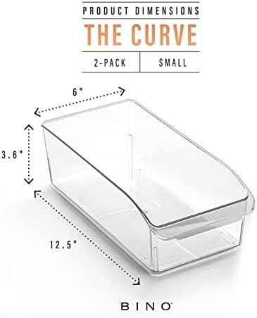BINO | Plastic Storage Bins, Small | THE CURVE COLLECTION | Multi-Use Organizer Bins | Storage Containers Kitchen, Pantry and Home Organization | Fridge Organizers | Pantry Organization