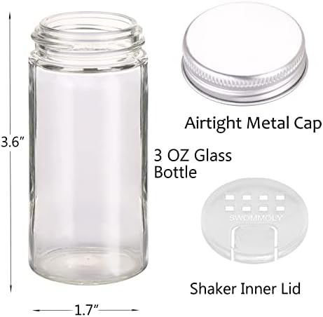 SWOMMOLY 3 Tier Spice Rack Organizer with 24 Empty Round Spice Jars
