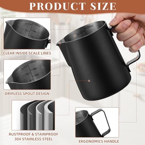 4 Pcs Espresso Accessories Kit with Espresso Cups with Handle, Milk
