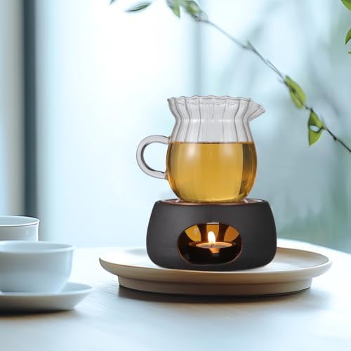 Japanese Ceramic Teapot Warmer Base with Candle Holder for Tea Kettles