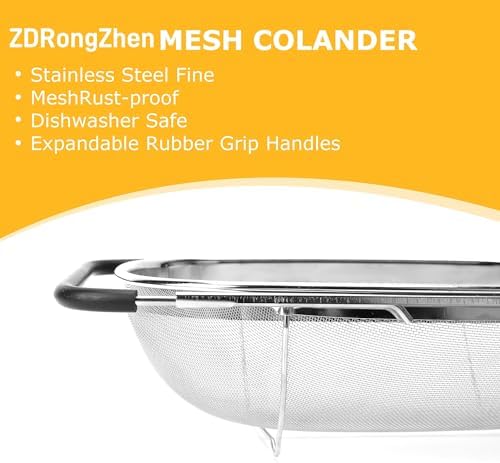 ZDRongZhen Over-Sink Colander Strainer Basket, Stainless Steel