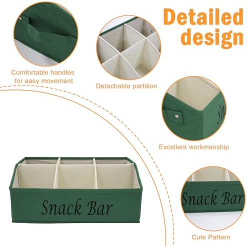 Snack Organizer for Countertop, Fabric Snack Bar Station with Handles