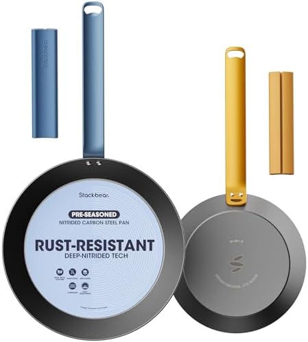 Carbon Steel Frying Pan Set, 8 & 10 Inch Nitrided Skillets