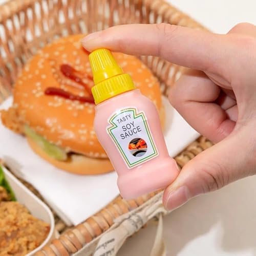 2Pcs Mini Ketchup Bottles, with Sturdy Screw Cap,25ml Condiment
