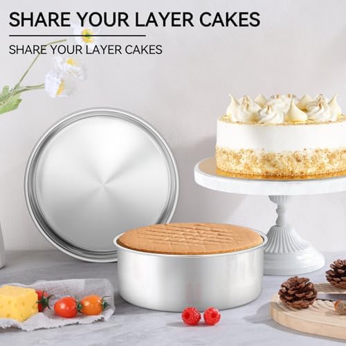 Leonyo 6 Inch Cake Pans Set of 2, Baking Pan Round Cake Tins, 3" Deep