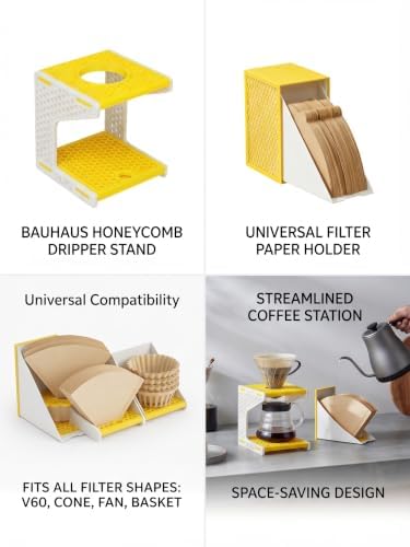 Bauhaus Honeycomb Pour Over Coffee Dripper Stand & Filter Holder Set