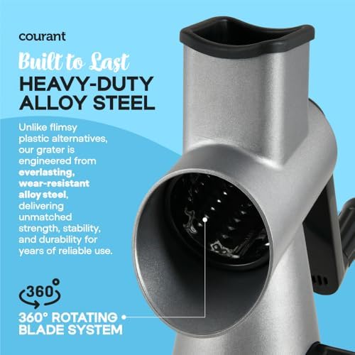 Courant Cheese Grater Hand Crank, 3 Interchangeable Blades