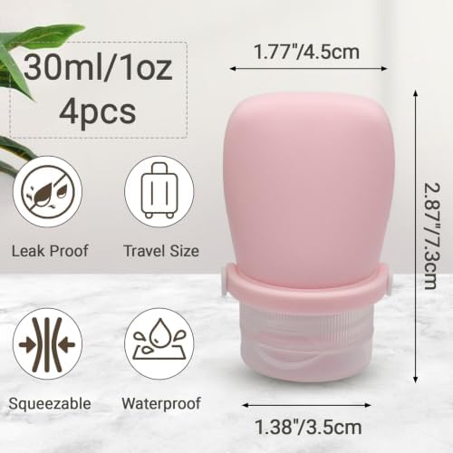 4pcs 1oz Travel Bottles for Toiletries, 30ml Leakproof Containers