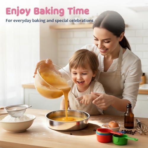 E-far 8 Inch Cake Pan Set of 3, Stainless Steel Round Layer Cake