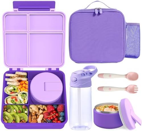 Kids Bento Lunch Box with 8oz Soup Thermo (Purple)