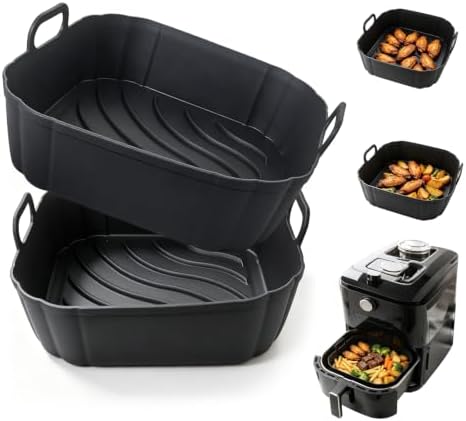 Redfly 2 Pack Silicone Air Fryer Liners,Square Reusable to 8.5in Air