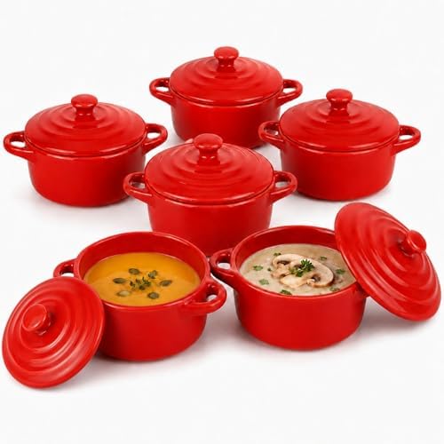 RHBLME 6 Pack French Onion Soup Bowls, 7 Oz Ramekins Oven Safe Mini