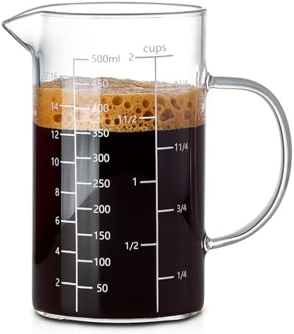 500ML 2 CUP Glass Liquid Measuring Cup With Handle, High Borosilicate