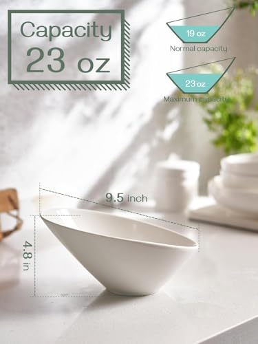 DOWAN 23 OZ Slanted Salad Bowls of 2 Packs - 9.5" Angled Serving Bowls
