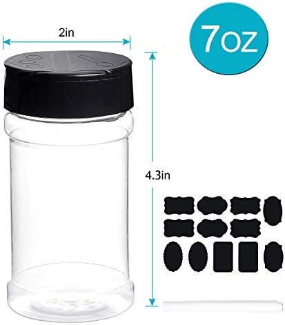 Spice Bottles, Dabacc 20Pcs 7oz Clear Plastic Container Jars with Lids