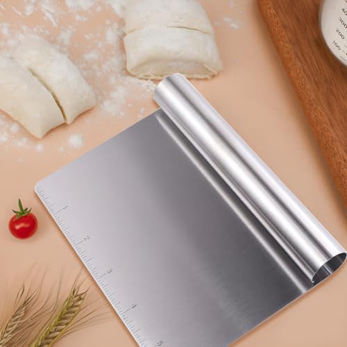 Stainless Steel Dough Cutter with Scale, Bench Scraper Pastry Spatula