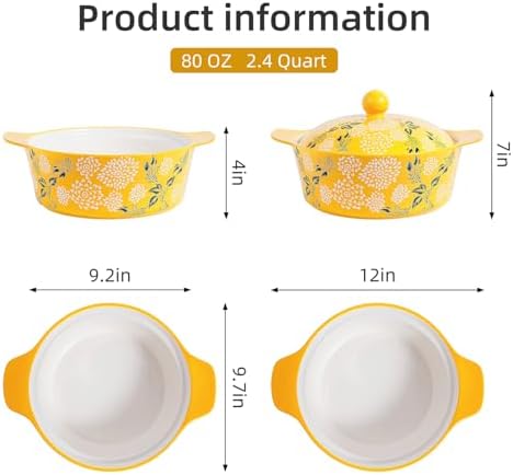 Wisenvoy Casserole Dish With Lid - Ceramic Baking Dishes For Oven