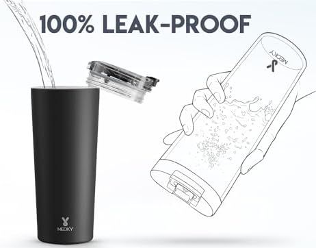 Meoky 24 oz Insulated Travel Coffee Mug: Leak Proof Lid, Night