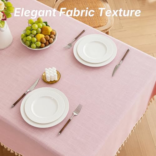 JIALE Valentines Textured Tablecloth, Heavy Duty Linen Style Farmhouse