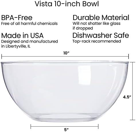 US Acrylic Vista Clear Plastic Salad and Serving 10-inch Bowls | set