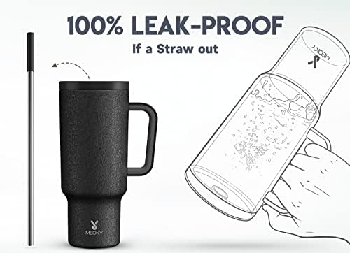 Meoky 40oz Tumbler with Handle, Leak-proof Lid and Straw, Insulated