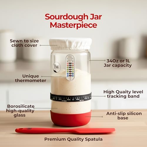 Sourdough Starter Kit for Beginners, 34oz Jar & Complete Baking Tools