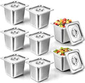 8 Pack Stainless Steel Hotel Pans, 1/6 Size Hotel Steam Table Pan