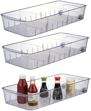 3 Pcs Refrigerator Drawer Organizer,Fridge Organizer Bins on Wheels