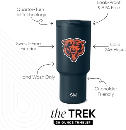 Simple Modern Chicago Bears Tumbler with Flip Lid, Straw 30oz | NFL